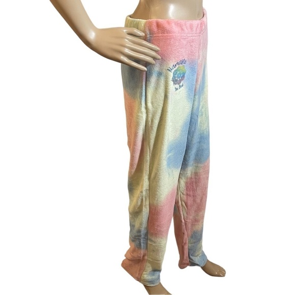 Namaste in Bed Mandala Pink, Yellow and Blue Tie Due Upcycled Lounge Pants - Picture 5 of 10